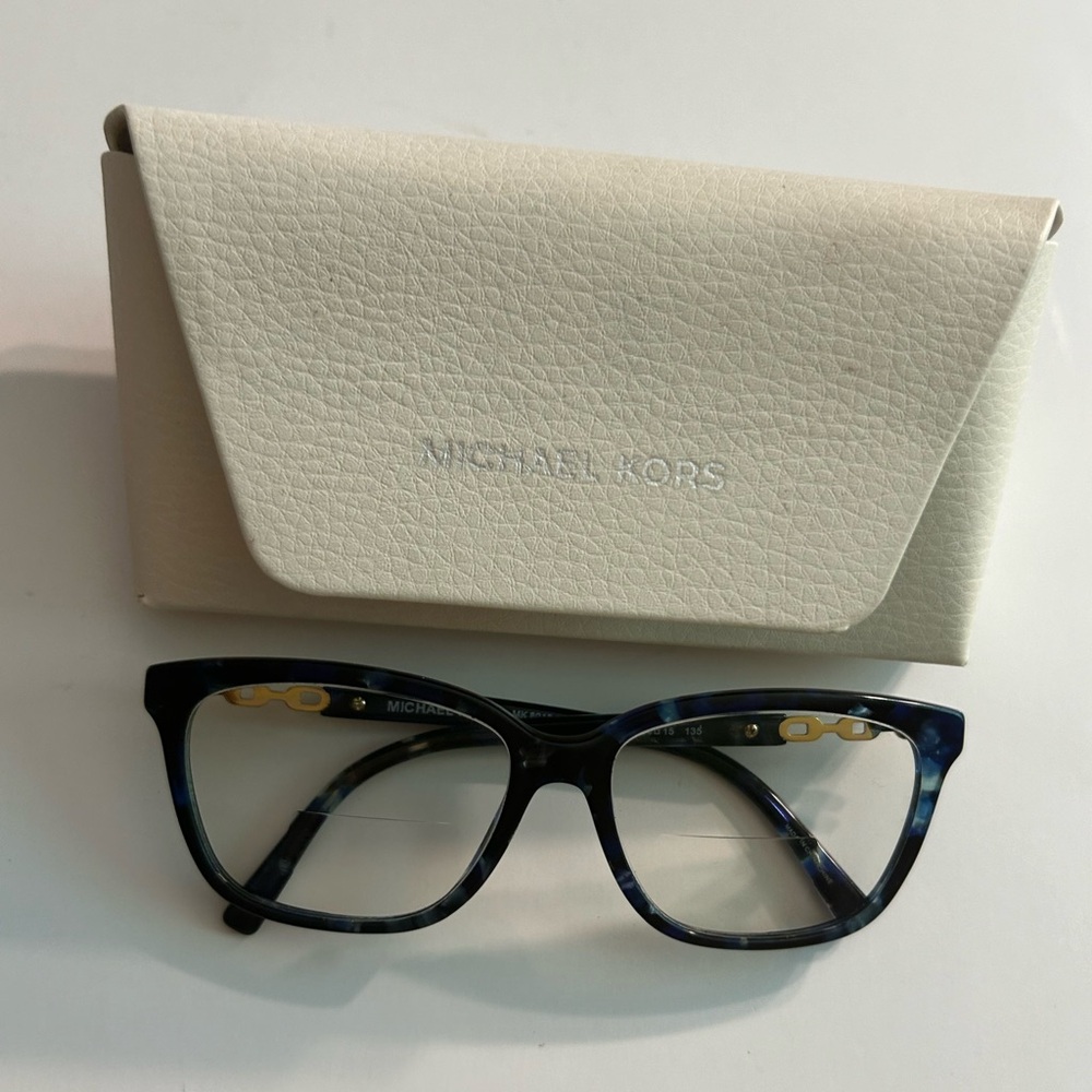 MICHAEL KORS SABRINA IV EYEGLASS FRAMES BLUE TORTOISE SHELL GOLD CHAIN 8018